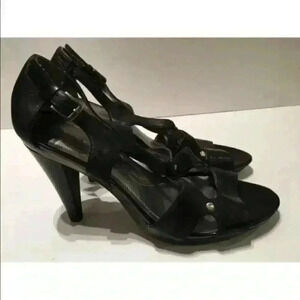 Tahari Heels Size 8 Flora Black Leather Strappy